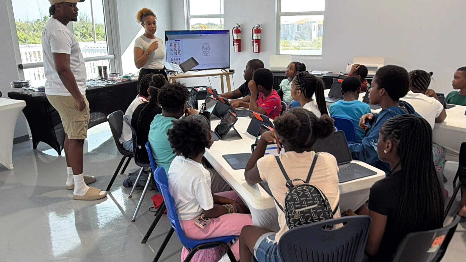 Instructors leading a session with campers at the Abaco Future Ready Academy
