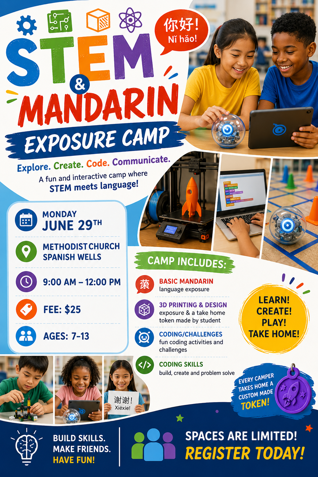 STEM & Mandarin Exposure Camp flyer — Spanish Wells